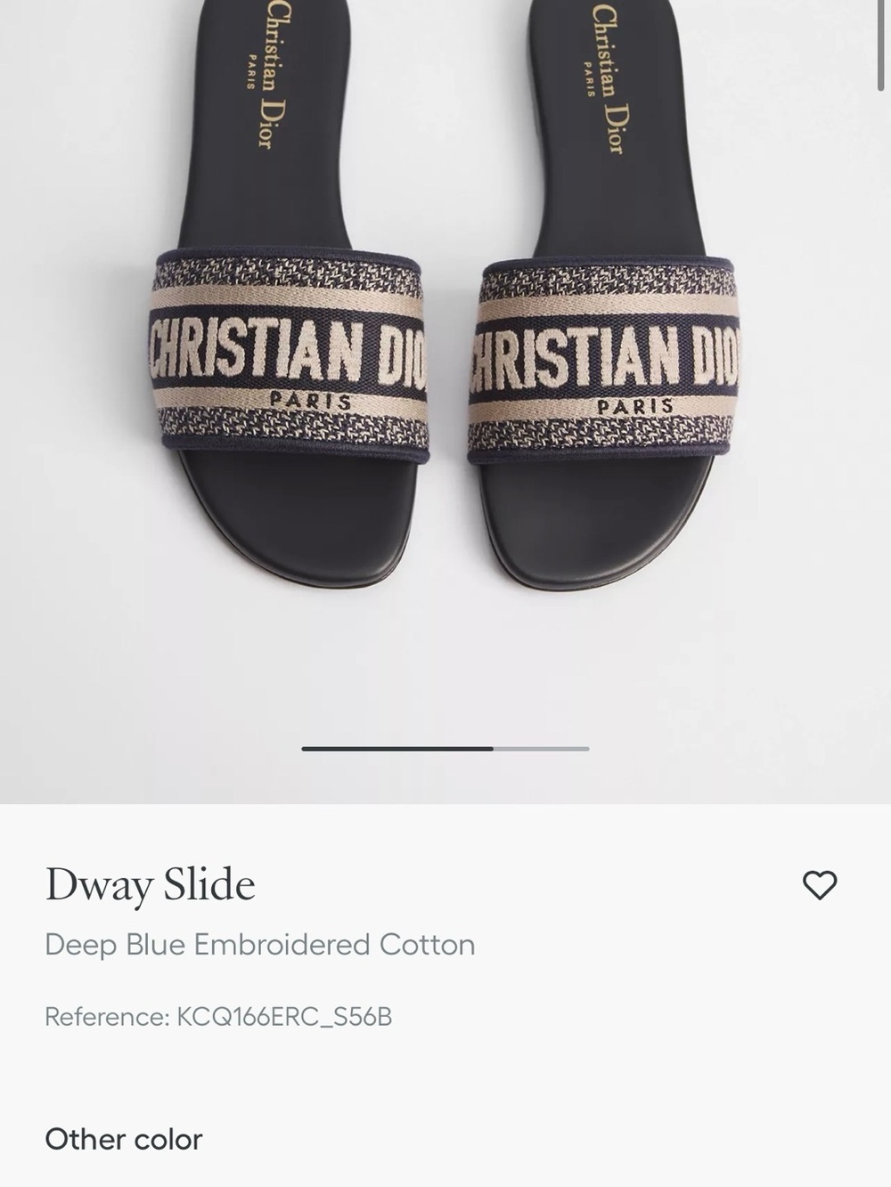 Dior Deep Blue & Beige Embroidered Logo Slide Sandals - Picture 9 of 10
